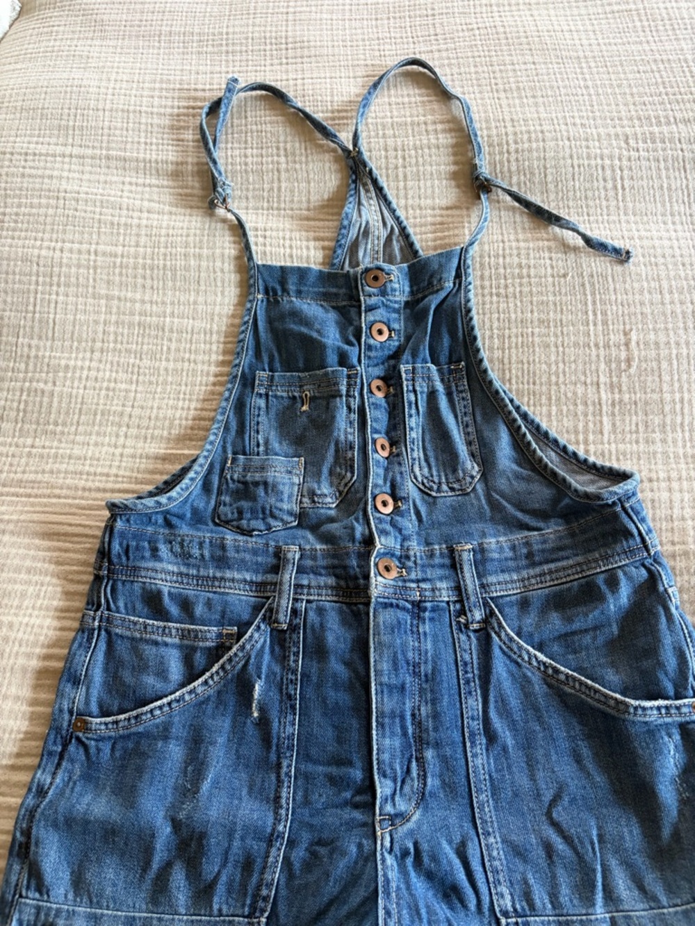 Pilcro and the Letterpress Light Blue Denim Overalls